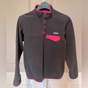 Patagonia Lightweight Synchilla Snap-T Vintage Women's Small Black Pink Fleece